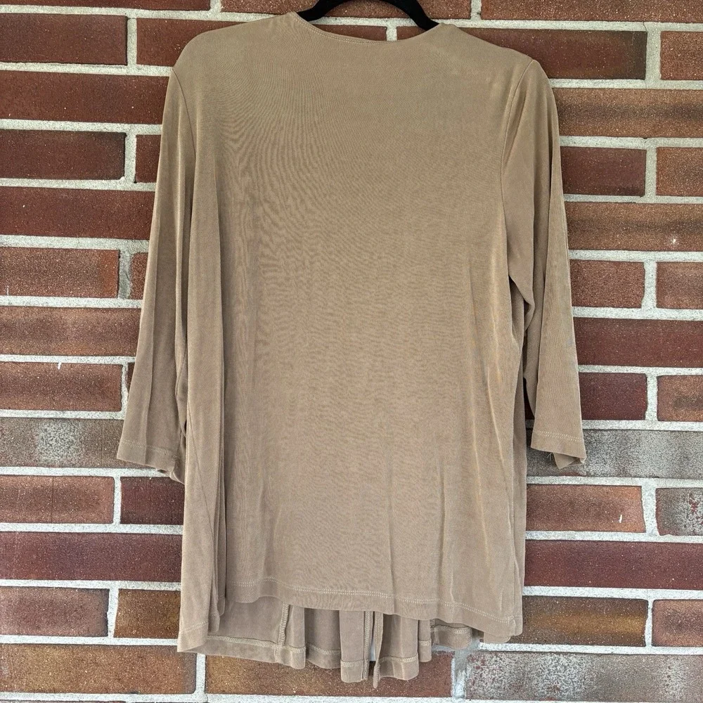 Slinky Brand Light Brown Cardigan Shrug Travel Acetate Women's Sz L A2154
